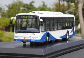 1:64 Scale Blue-White Diecast Volvo B7RLE City Bus Model