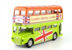 1:50 Scale Orange / Blue Diecast London Double Decker Bus Toy