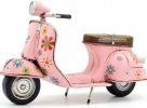 Vintage Pink Tinplate 1:8 Scale 1969 Vespa Scooter Model