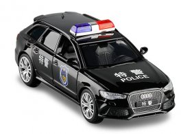 Black 1:36 Scale Kids Diecast Audi RS6 Avant Police Car Toy