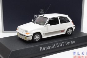 1:43 Scale White NOREV Diecast Renault 5 GT Turbo Model