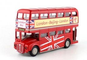 1:50 Scale Red / Blue Diecast London Double Decker Bus Toy