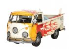 White-Yellow Tinplate Medium Scale Vintage VW Pickup Truck Model