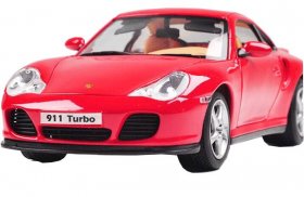 Black / Red 1:18 Scale Welly Diecast Porsche 911 Turbo Model
