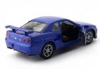 Kids 1:36 Scale Blue Welly Diecast Nissan Skyline GT-R R34 Toy