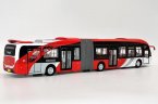 Red-White 1:43 Scale Diecast Yinlong Articulated Bus Model