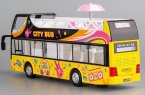 Yellow Music World Diecast Double Decker Sightseeing Bus Toy