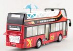 Red World Travel Kids Diecast Double Decker Sightseeing Bus Toy