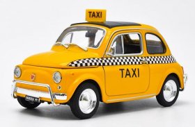 Yellow 1:24 Scale Welly Diecast Fiat Nuova 500 Taxi Car Model