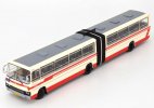 1:64 White-Red NO.1 Diecast Jinghua BK6170 Articulated Bus Model