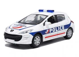 1:43 Scale NOREV White-Blue Police Diecast Peugeot 308 Model