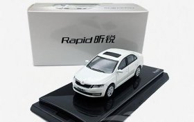 White 1:64 Scale Diecast Skoda Rapid Model