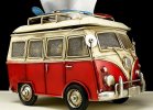 Handmade Red / Green Medium Scale Tinplate VW Bus Model