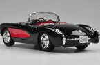 Red-Black 1:24 Scale Welly Diecast 1957 Chevrolet Corvette Model