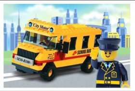 DIY ABS Made Educational Yellow School Bus Toy