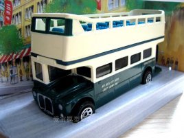 White and Dark Blue Color Classical Double Decker Bus Model