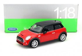 1:18 Scale Red Welly 2015 Diecast Mini Cooper Hatch Model