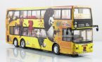 1:76 Scale Yellow Kung Fu Panda Theme Double Decker City Bus