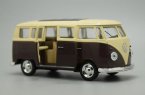 1:38 Scale Kids Red / Brown Diecast Volkswagen T1 Bus Toy