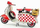 White-Red Vintage 1:8 Scale Tinplate 1965 Vespa Scooter Model