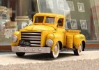 Yellow / Green / Red Medium Scale Vintage Pickup Truck Model