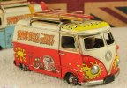 Handmade Red / Blue Vintage Small Scale VW Bus Model