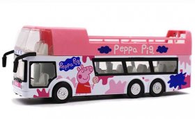 1:32 Scale Pink Kids Peppa Pig Diecast Double Decker Bus Toy