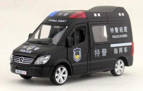 1:32 Scale Kids SWAT Black Diecast Mercedes Benz Sprinter Toy