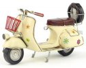 Flowers Painting White 1:8 Vintage Tinplate Vespa Scooter Model