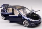 1:18 Blue / Black / Gray Diecast 2019 Tesla Model 3 Car Model