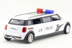 White Long Size Police Diecast Mini Cooper Toy