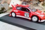 Red 1:43 Scale 2003 New Zealand Rally Diecast Peugeot 206 Model