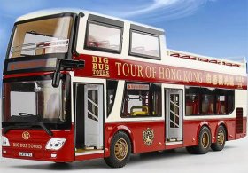 1:42 Red Hong Kong Sightseeing Diecast Double Decker Bus Toy