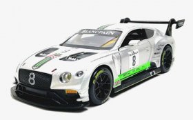 Silver NO.8 Kids 1:32 Scale Diecast Bentley Continental GT3 Toy