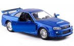 Blue 1:32 Scale JADA Kids Diecast Nissan GT-R R34 Toy