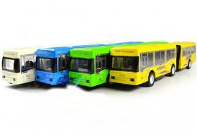 1:50 Scale White / Yellow Kids Die-cast Articulated City Bus Toy