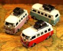 Small Scale Tinplate Red / Pink / Green Vintage Style Bus Model