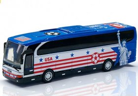 White-Blue Kids USA National Football Team Diecast Coach Bus Toy