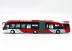 1:64 Scale Red-White Diecast Yinlong Articulated Bus Model