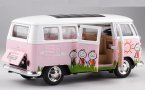 Pink-White 1:30 Scale Kids Diecast Volkswagen T1 Bus Toy