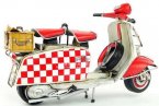 White-Red Vintage 1:8 Scale Tinplate 1965 Vespa Scooter Model