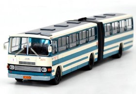 1:64 White-Blue BK670 Diecast Beijing Articulated Bus Model