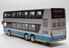 Silver-Blue 1:43 Scale Diecast Foton AUV Double Decker Bus Model