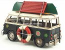 Medium Scale White-Gray Vintage Style Bus Model