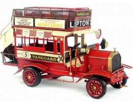 1:18 Scale Red Tinplate MercedesBenz Double Decker Bus Model