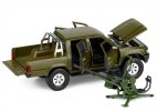 White /Army Green /Yellow Diecast Toyota Hilux Pickup Truck Toy