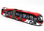 1:64 Scale Red-White Diecast Yinlong Articulated Bus Model