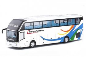 Pull-back Function Kids White /Yellow / Red Diecast Tour Bus Toy