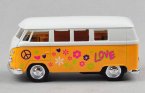 1:36 Scale White-yellow Graffiti Kids 1962 Classical VW Bus Toy