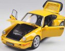 White / Yellow 1:18 Scale Welly Diecast Porsche 964 Turbo Model